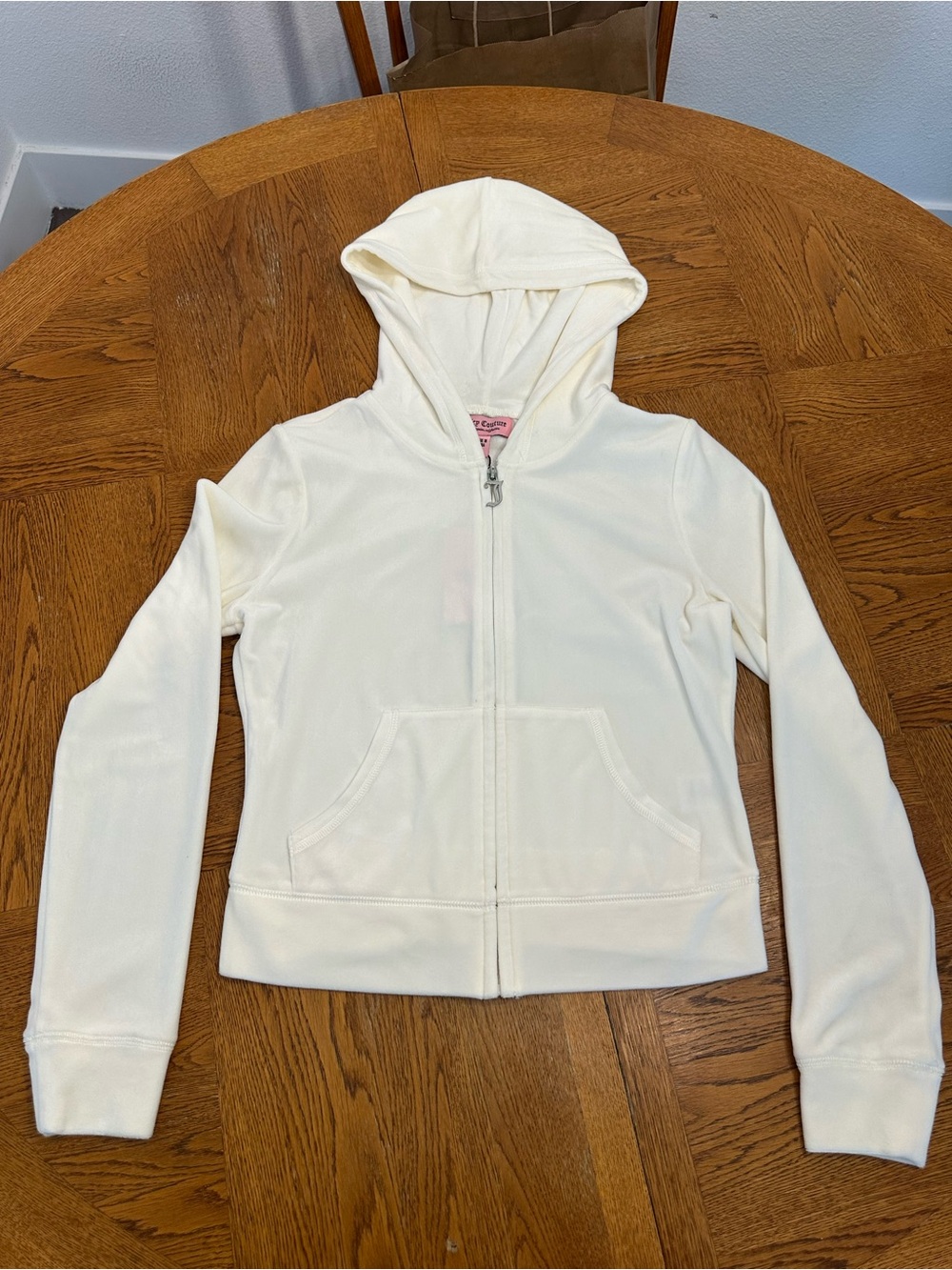 Juicy Couture Ivory Velour Zip-Up Hoodie Jacket Women’s Size Small NWT